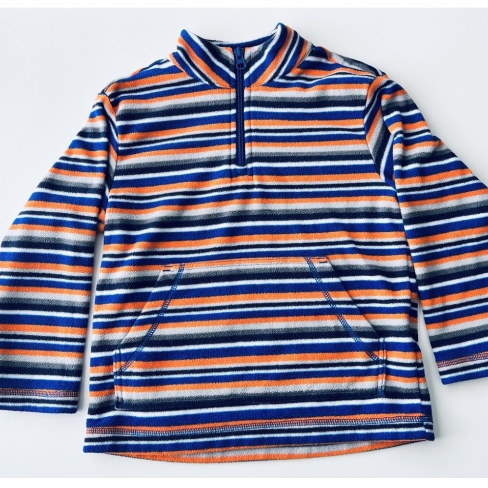 Hanna Andersson | Kids Striped Quarter Zip Fleece | 100cm (4)